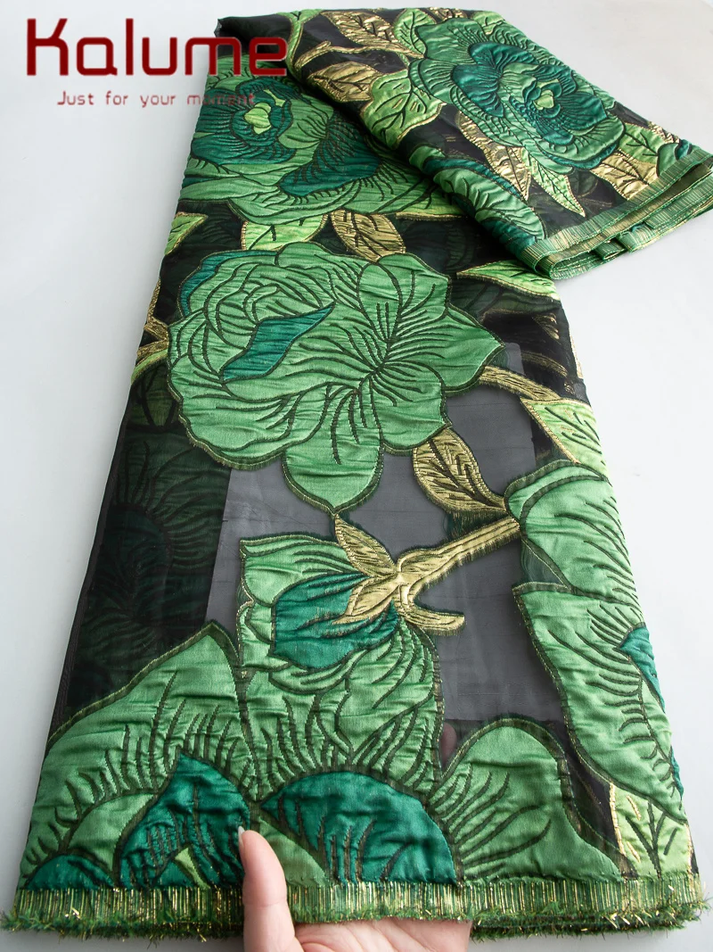 قماش الديباج للنساء ، الأورجانزا الجاكار ، قماش دمشقي أفريقي ، فساتين سهرة ، جودة عالية ، F3753 ، 5 ياردات ، #4