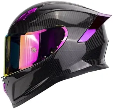 

Carbon Fiber Full Face Motorcycle Helmets with Spoiler Sport Touring Street Motorcycle Helmet Bluetooth Ready Speaker Pockets