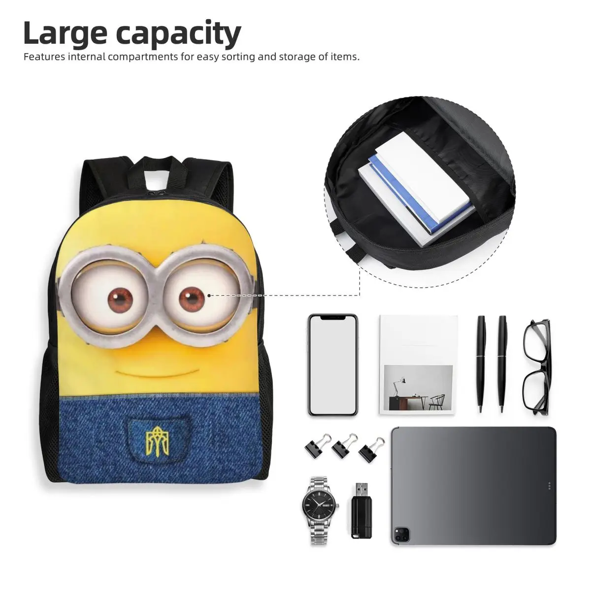 Рюкзак для ноутбука M-Miniones на заказ, женский и мужской повседневный рюкзак для школьников, сумка с забавным узором