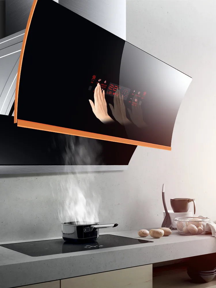 

Household Wall-mounted Range Hood Dual-motor Side Suction Type 22cubic Meter Automatic Cleaning Kitchen Range Hood Cooking Hoods