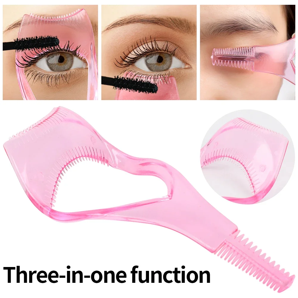 Mascara Stencil Shield 3 In 1 Eyelash Brush Applicator Comb Eyelash Curling Guide Card Multifunction Beauty Eye Makeup Aid Tools