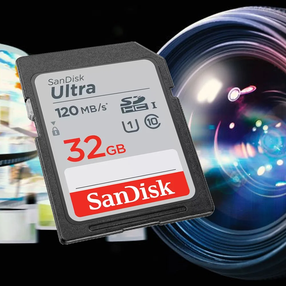 SanDisk SD Card 32GB 64GB 128GB 256GB Memory Card 120MB/s-200MB/s U1 C10 U3 V30 4K For Canon Nikon SLR Camera Shooting 4K Video