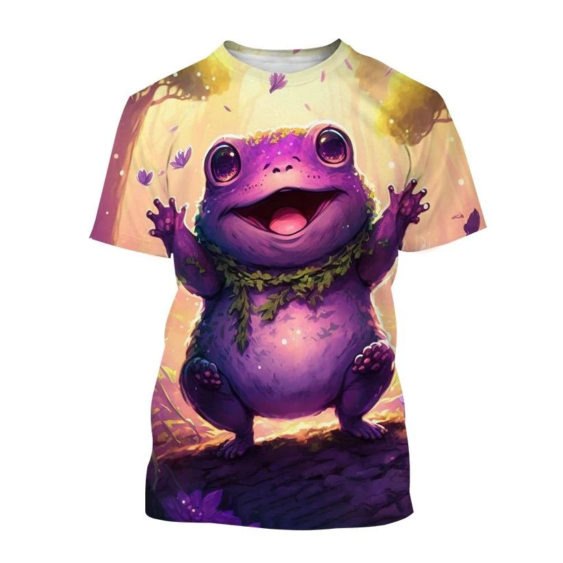 New fashion cartoon animal frog 3D printing T-shirt summer casual round neck short-sleeved unisex sports frog T-shirt XS~5XL