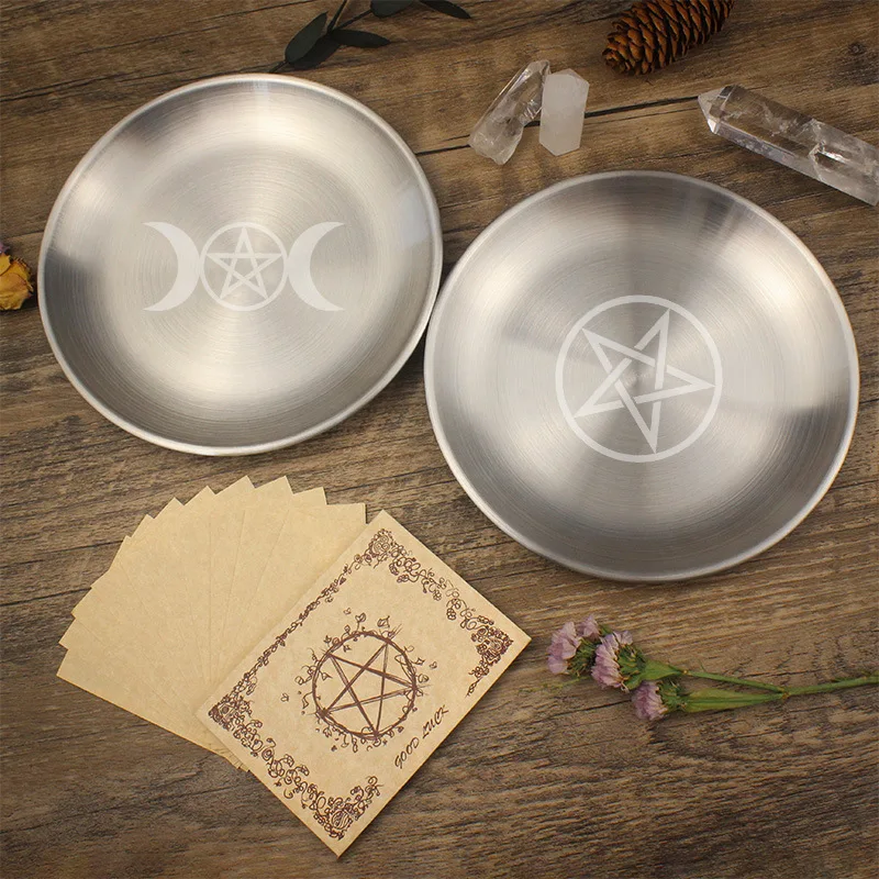 Pentacle Incense Holder Tray, Stainless Steel Incense Burner Ash Catcher, Pagan Spiritual Gifts for Women Men