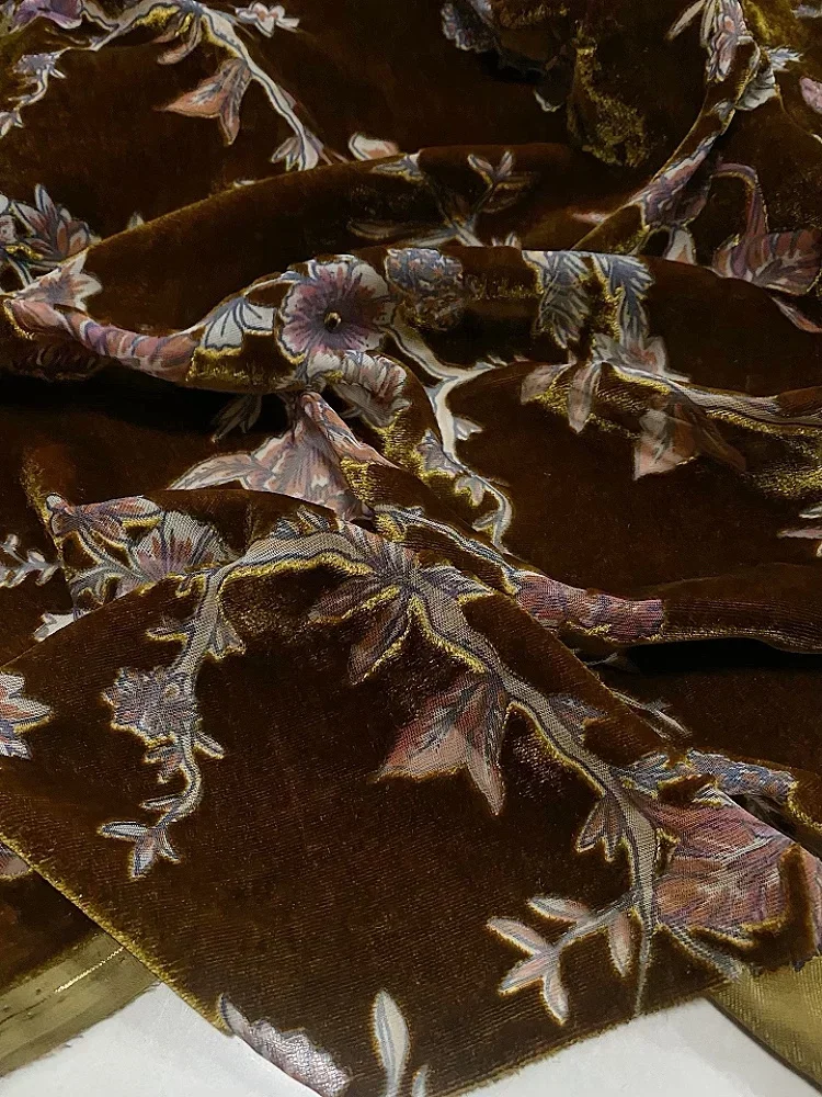 Tessuti morbidi Cheongsam per abiti in vero velluto floreale e jacquard effetto consumato elegante e lucido per cucire