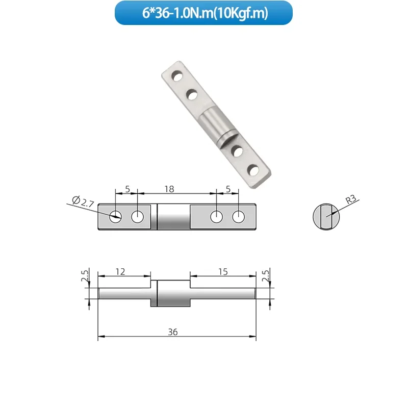 Type I Small Damping Shaft Round Rod-Shaped 360-Degree Rotating Hinge Arbitrary Stop Notebook Hinge Instrument