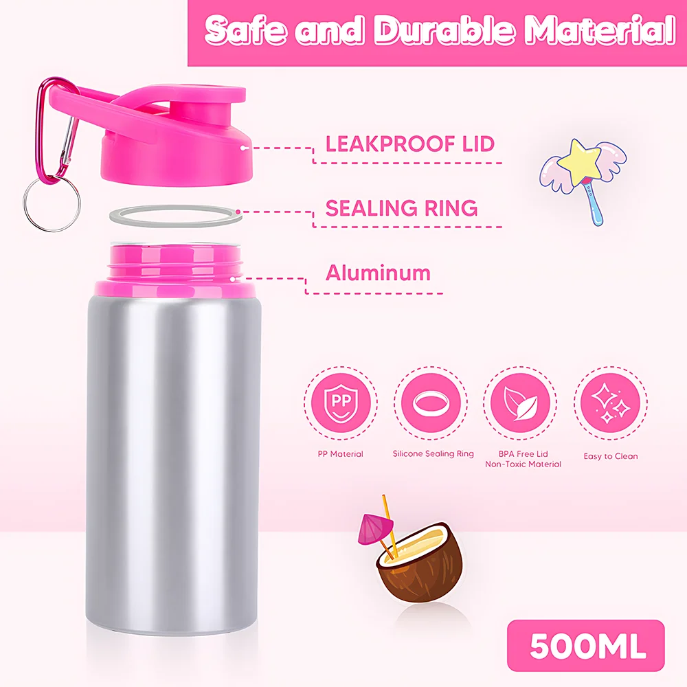 500ML children's vize Flaska beállítása DIY Briliáns matrica gyerekeknek vize Flaska lányok leakproof Italozás Átvágás gyerekeknek Adomány Üvegpohár