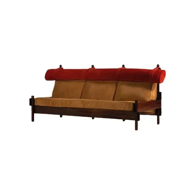 

Danish all-solid wood furniture sofa retro light luxury designer creative medieval chair B & B cafe fabric sofa