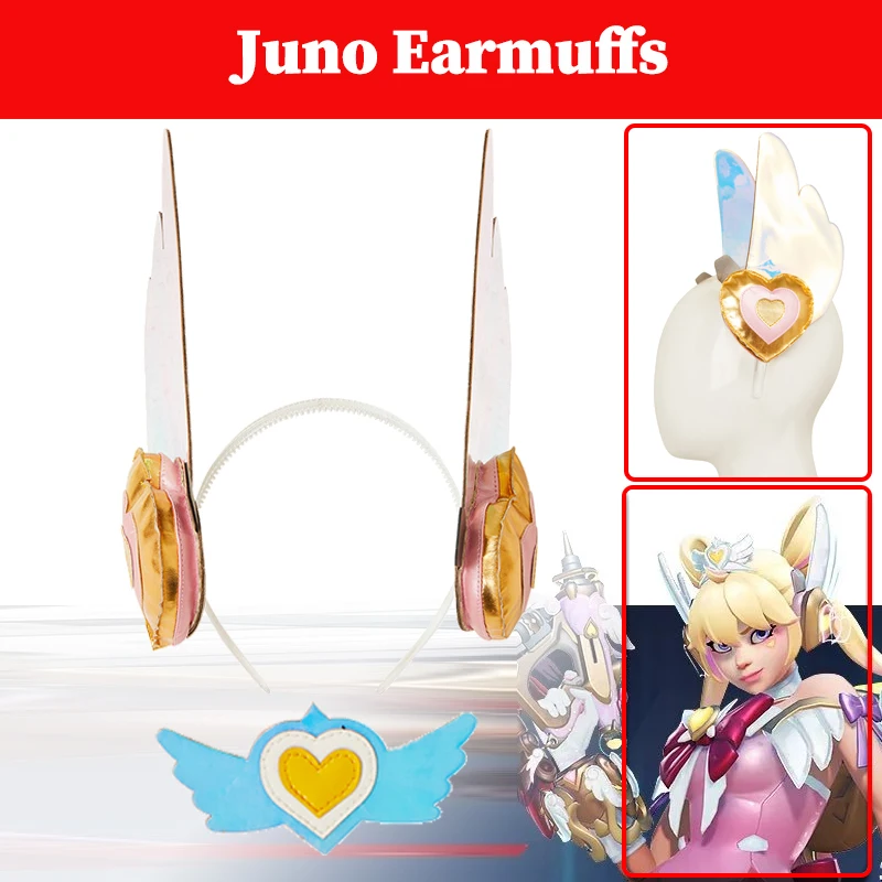 Juno Vermomming Oorbeschermers Cosplay Kostuum Props Game OW Rollenspel Hoofddeksels Vleugels Oor Covers Vrouwen Halloween Party Kleding Pak
