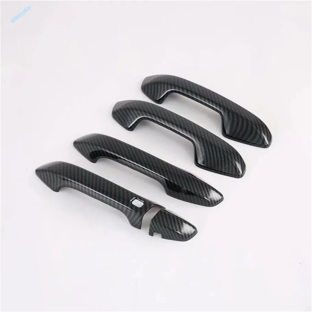 Carbon Fiber / Shiny Car Outside Door Pull Doorknob Handle Bowl Cover Trim For Kia Seltos 2019 - 2024 ABS Exterior Accessories