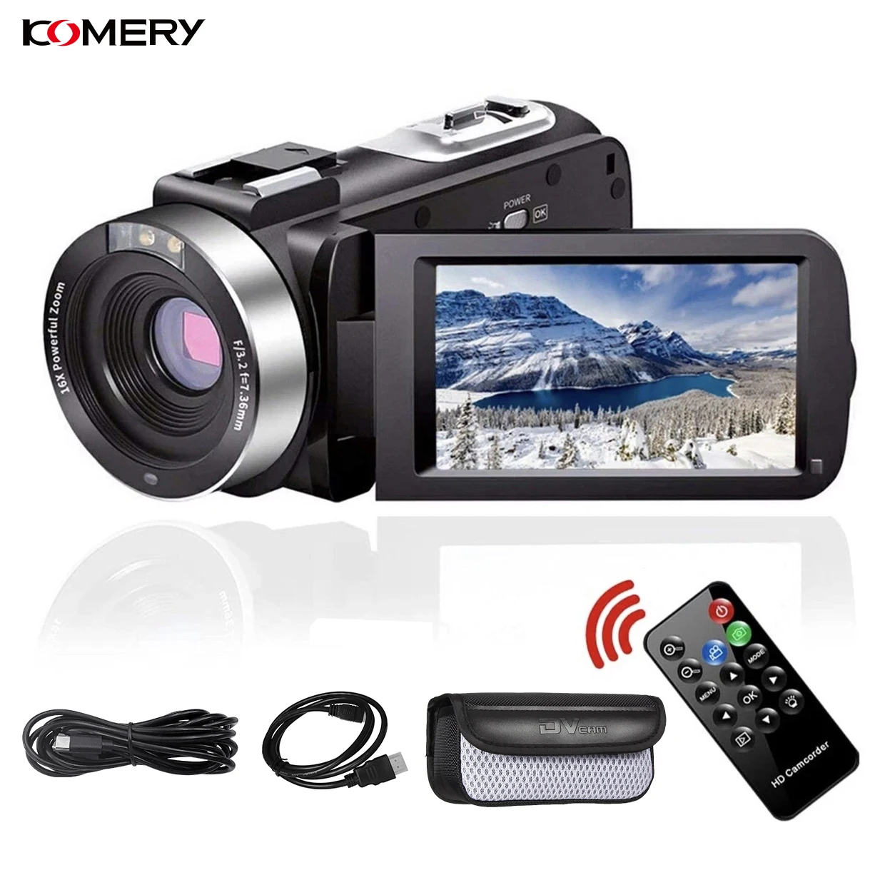 HD Digital Camcorder 4K Handheld Portable Video Recorder Camera for Daily Use Flip Screen 16X Travel Supports Remote Control