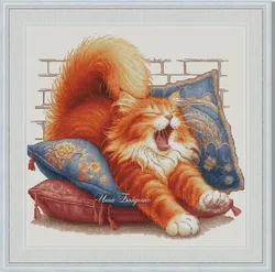 22-sleeping cat 1-44-43 DIY Needle Work Cross Stitch counted Cross Stitch Kit  28ct 14ct 32ct Metallic cotton aida
