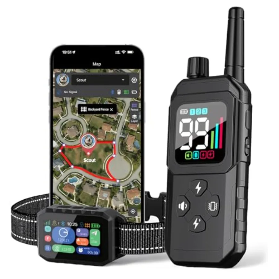 

GPS Wireless Dog Fence Free App Control, Custom GPS Boundary, Beep/Vibration/Static Modes, IP67 Waterproof, Long Battery Life,
