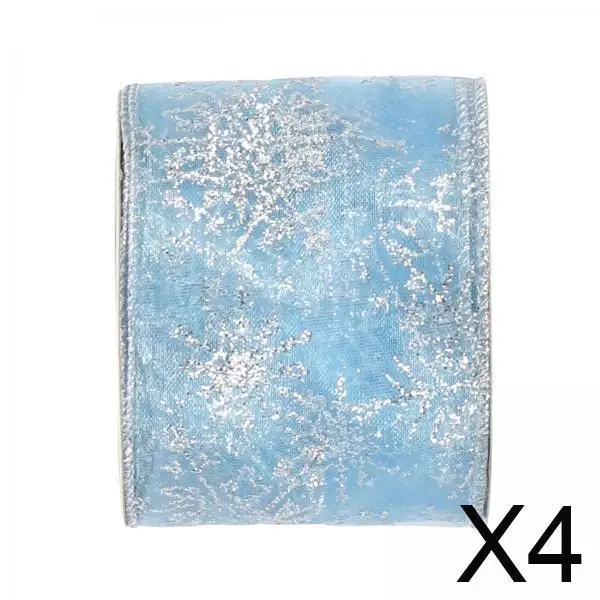 4x Glitter Ribbon Christmas DIY Trim Crafts for Party Home Decoration Blue