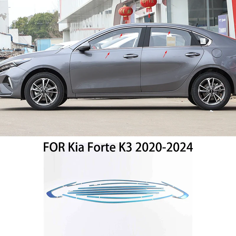 

Car accessories FIT For Kia Forte K3 2020-2024 Stainless steel Chrome Exterior Window Molding Strip Sill side Cover Trim