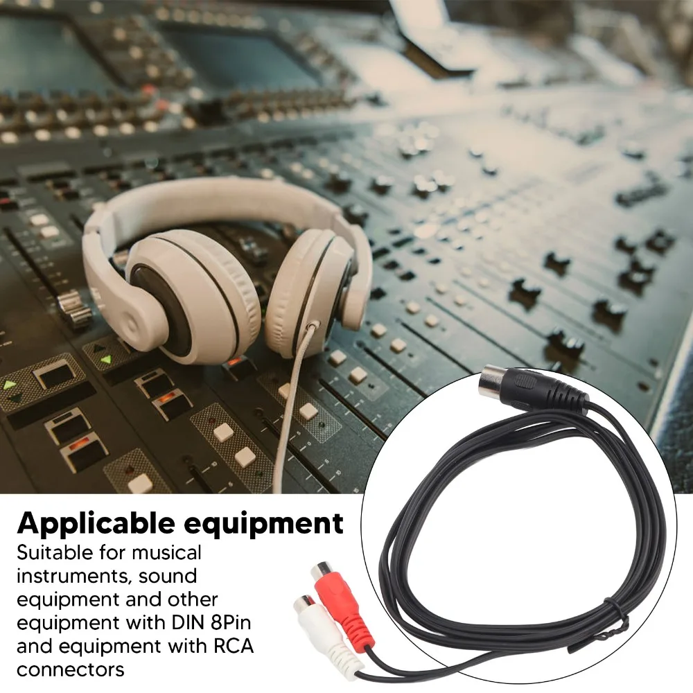 

Professional 8 Pin Din to 2RCA Adapter Plug and Play 1.5m / 4.9ft Audio Cable Sound Instrument Cable Professional Audio