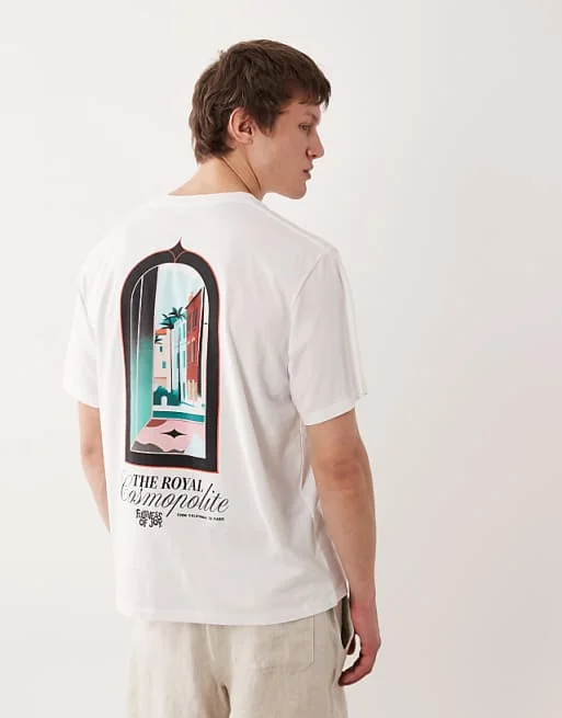 Scenic Window Back Print in White High-end Luxury Unisex Style Both of Men and Women
