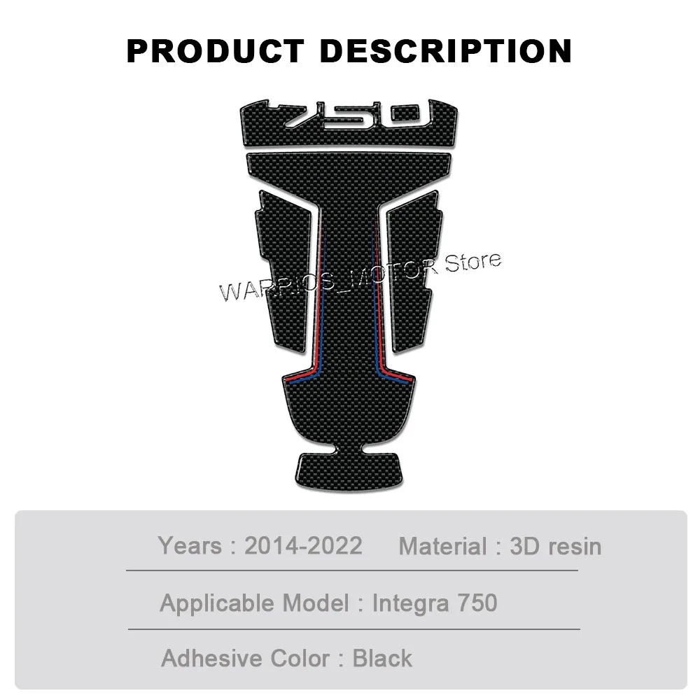 Integra 750 3D Resina Motocicleta Adesivo, Protetor Túnel Central para Honda