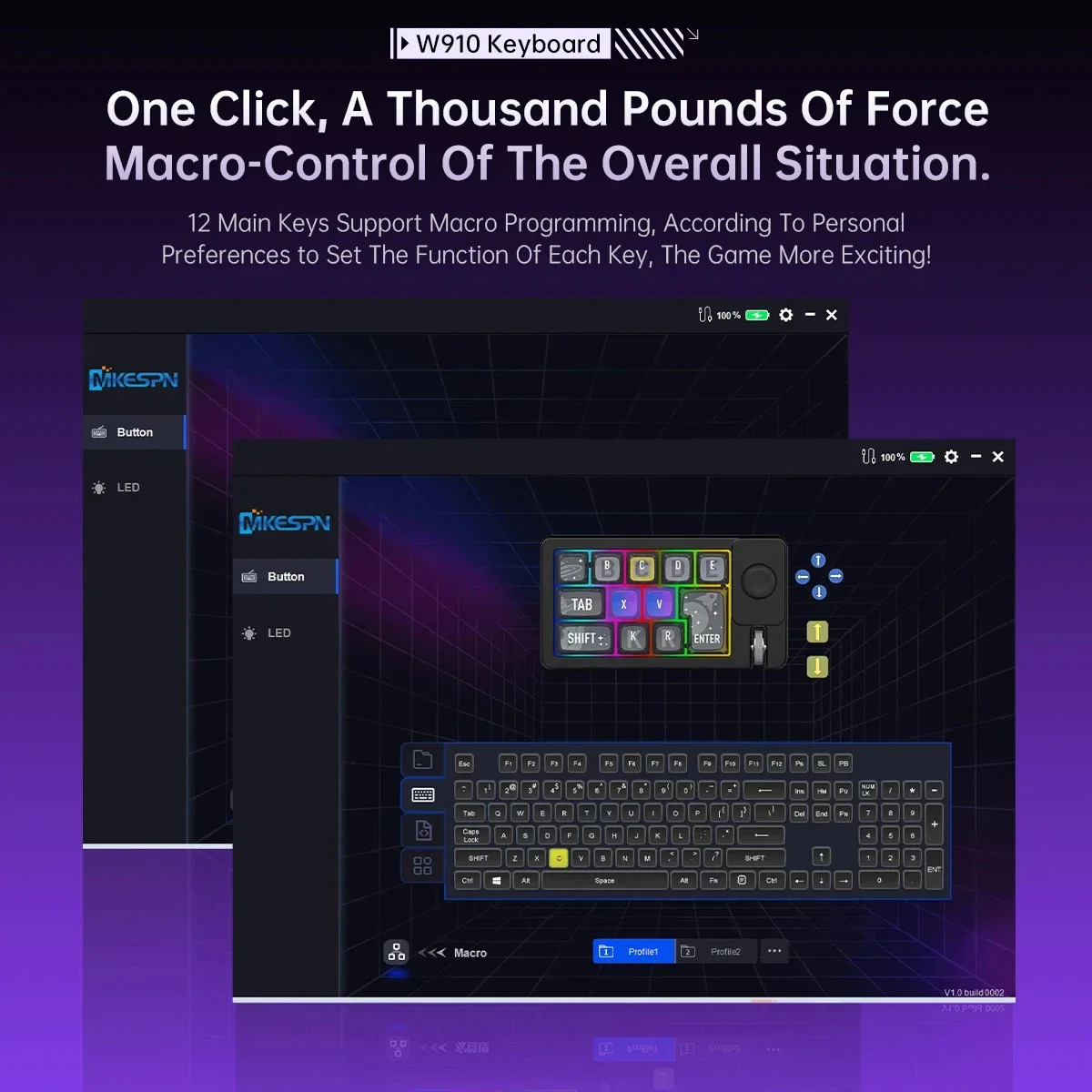 MKESPN W910 Wireless Macro Keyboard 12 Keys Programming RGB Numeric keyboard For Office keyboard MechanAical Hotswap Macropad