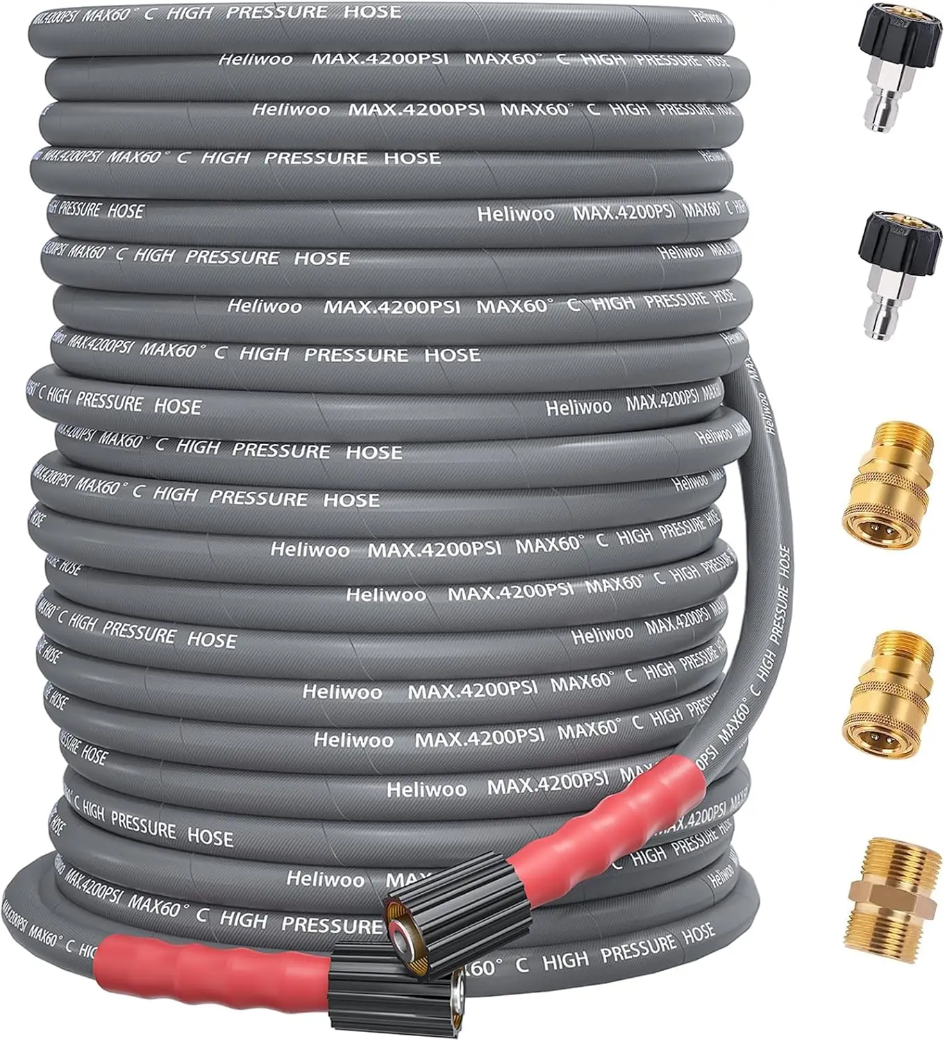 Pressure Washer Hose 150ft, 1/4 Inch Kink Resistant Power Washer Extension Hose, Flexible Heavy Duty Replacement Hose