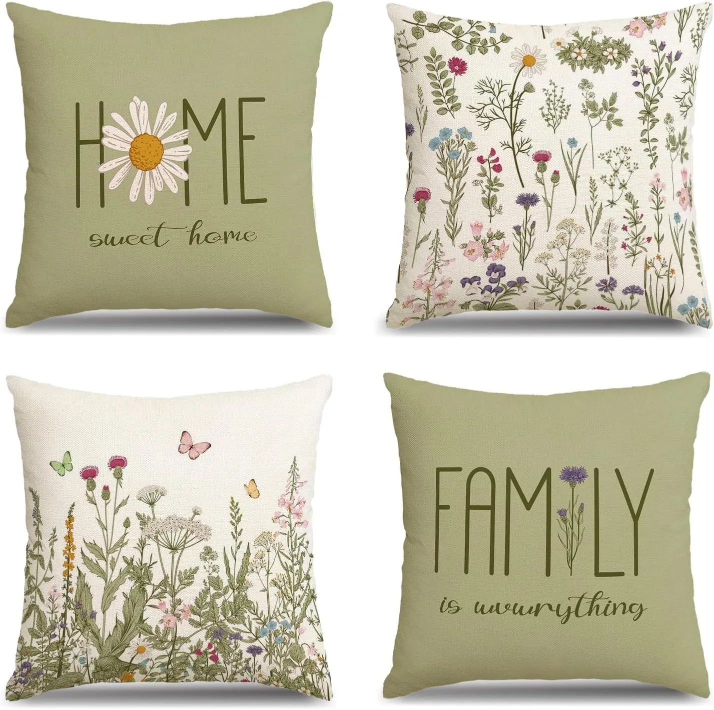 

Warm Home - themed Floral PillowcaseBedroom Living Room Sofa Home Decor Polyester Cushion Cover with Zipper