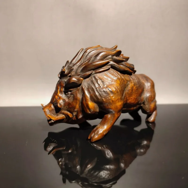 vintage wood carved home decor wooden sculptures african wild boar statue gift