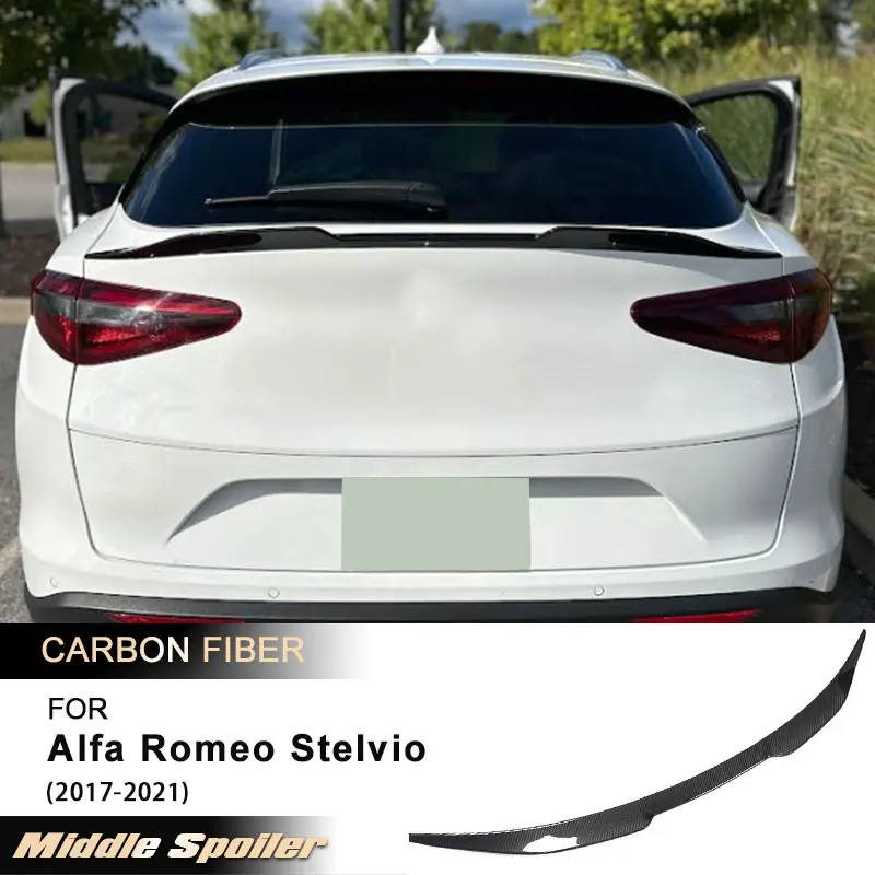 Auto-Heckspoiler für Alfa Romeo Stelvio 2017-2021 Racing Heckspoiler Mittlerer Kofferraumflügel Lippe Vollcarbon-Faser FRP
