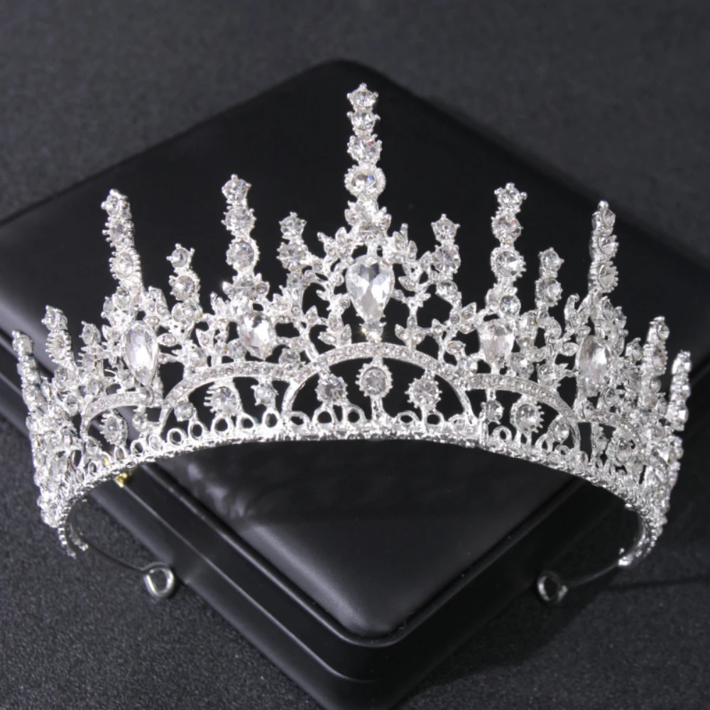 

HB19 Wedding Round Crown Bride Hair Accessories Rhinestone Headwear Princess Tiara Bridal Headdress Queen Headband Head Jewelry