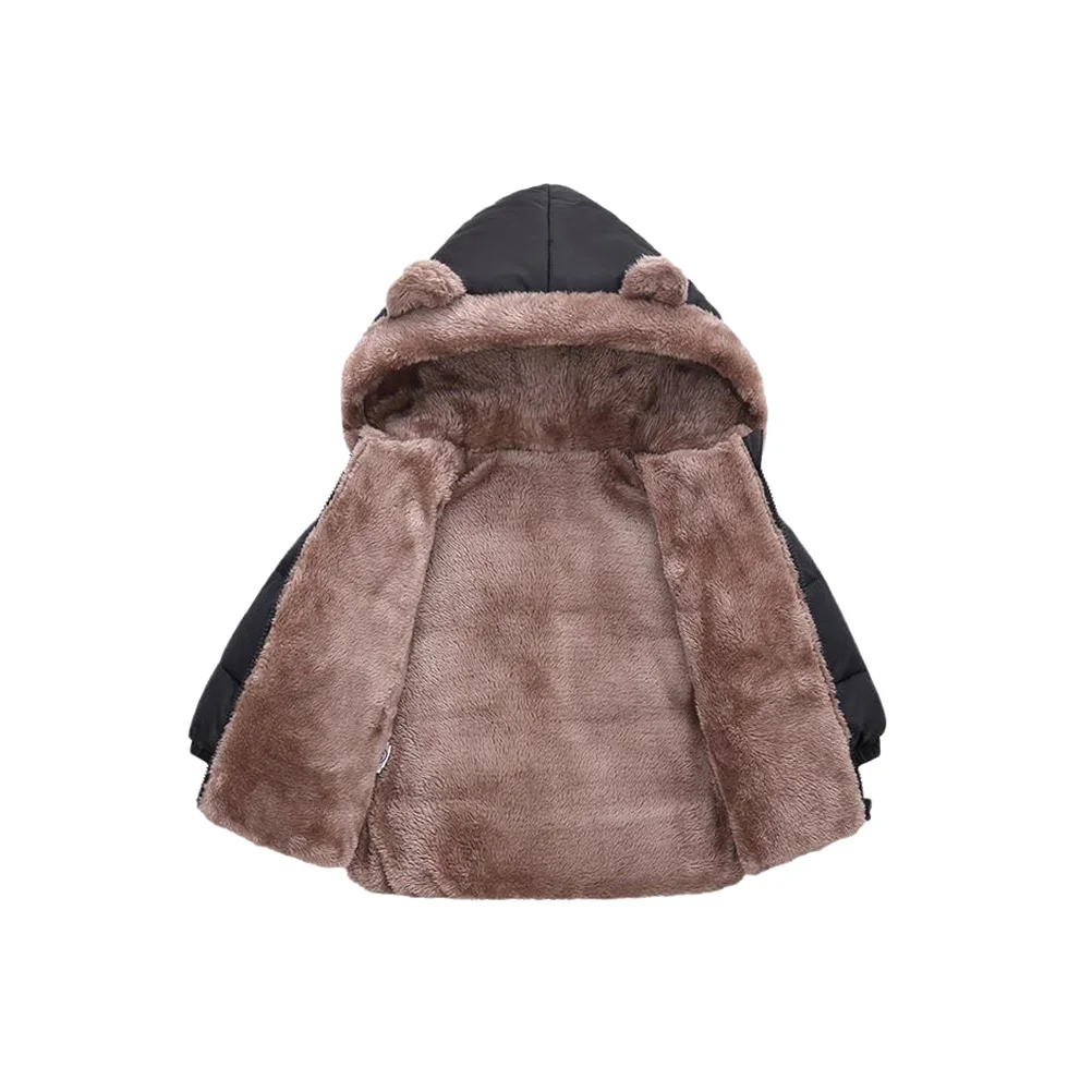 1 個子供冬コートパッド入り綿暖かいフード付きジャケット弾性袖口肥厚アウターカジュアル日常着子供服