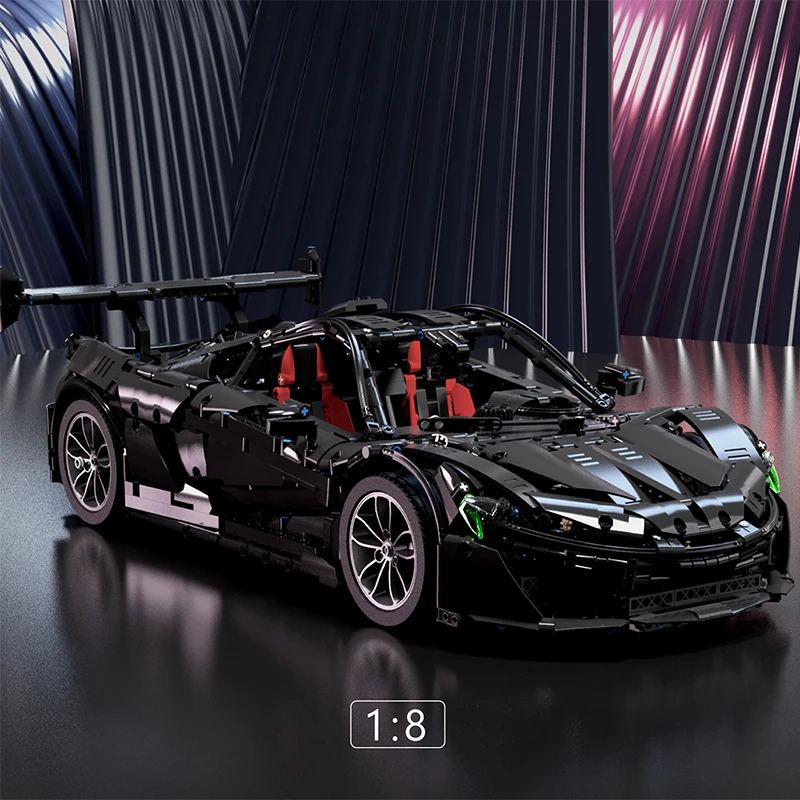 MOC-16915 3686PCS Technical 1:8 Black Super Sport Car Model Building Blocks Assemble Vehicle Bricks Set Toys Gifts For Adult Boy