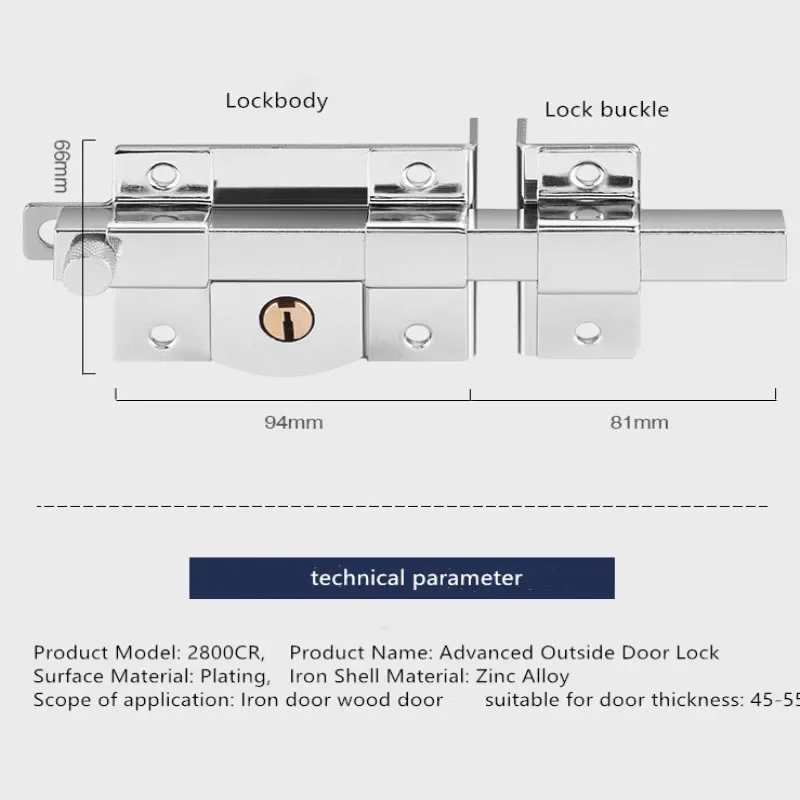 Door Bolt Garden Iron Door Fireproof  Lock Plug Iron Anti-theft Non-mechanical Bolt Latch  Lock for Door Fence Accessory Bolts