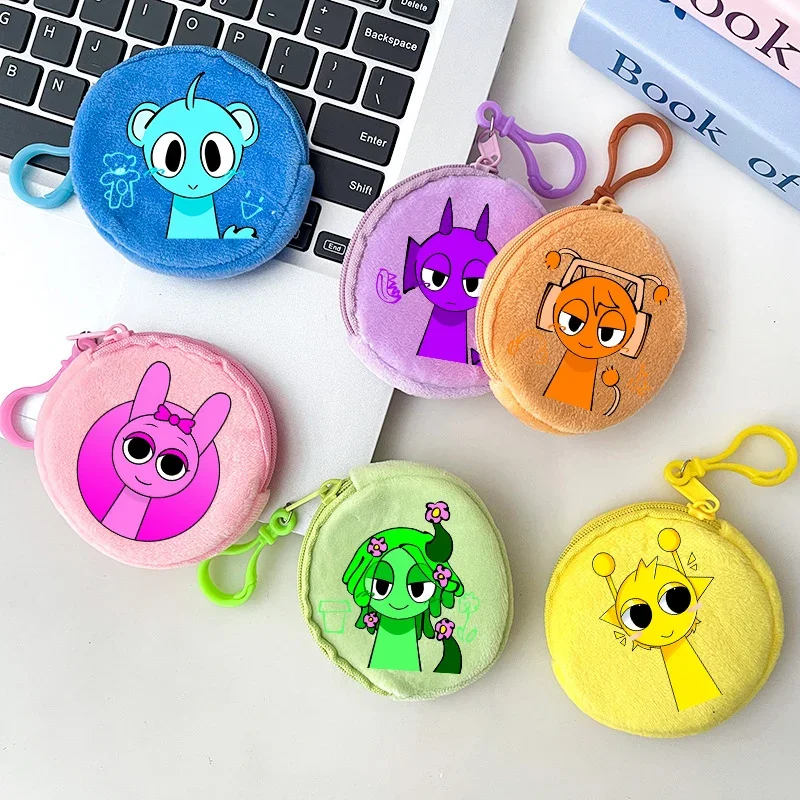 

Sprunki Plush Zero Wallet Kawaii Anime Figure Print Coins Purse Portable Mini Storage Bag Backpack Pendant Accessories Toys Gift
