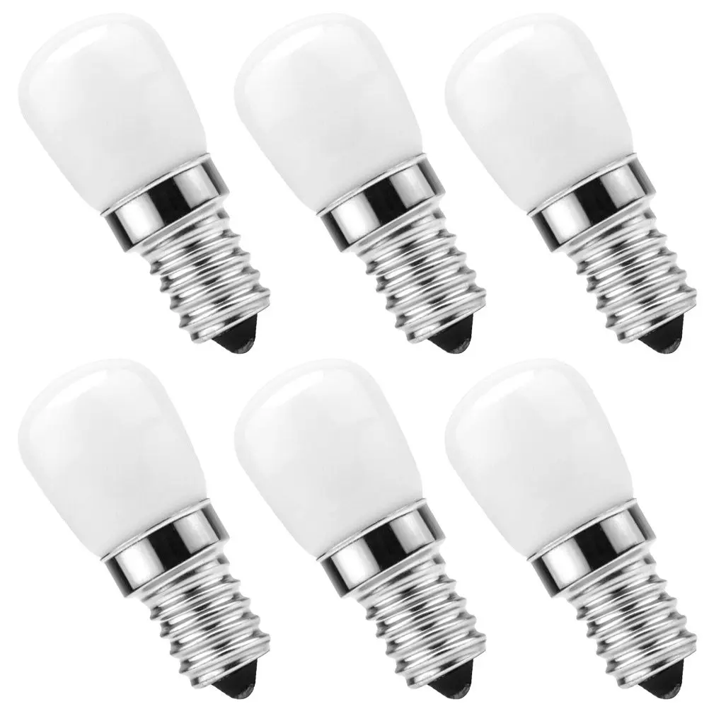 6Pcs E14 Refrigerator Light Bulb 220V LED 2835 Glass Lampshade Fridge Bulb Replacement Appliance Lamp Fridge Light Replacement