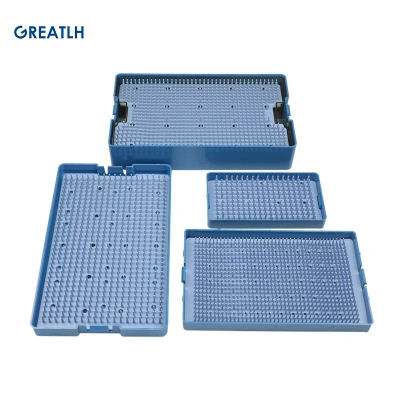 GREATLH Silicone Disinfection Case Box with Pad Sterilization Tray Case Box for Surgical Instrument Autoclave