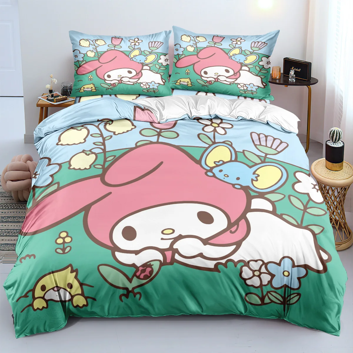 My Melody Bedding Sets Comforter Quilt Bed Cover Duvet Cover Pillow Case 2-3 Pieces Sets Kids Adult Size Cartoon Decoration