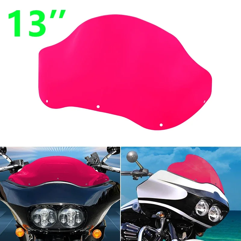 

13" Motorcycle Red Windscreen Windshield Protector Wind Screen For Harley Touring Road Glide Ultra FLTRU CVO Custom FLTR 98-13