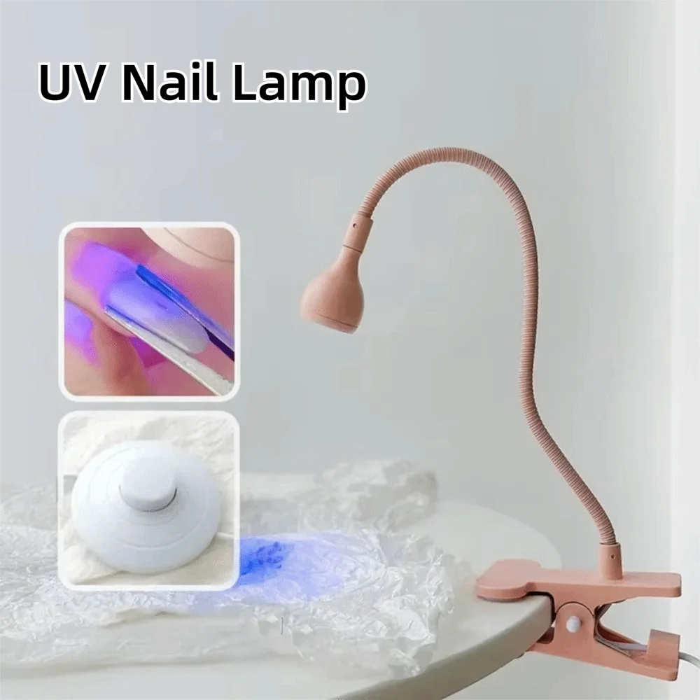 5W Power UV LED Nail Lamp Clip-On Foot Pedal Switch Desktop Nail Dryer Desktop Clamp Gooseneck Design Gel Polish Curing Lamp