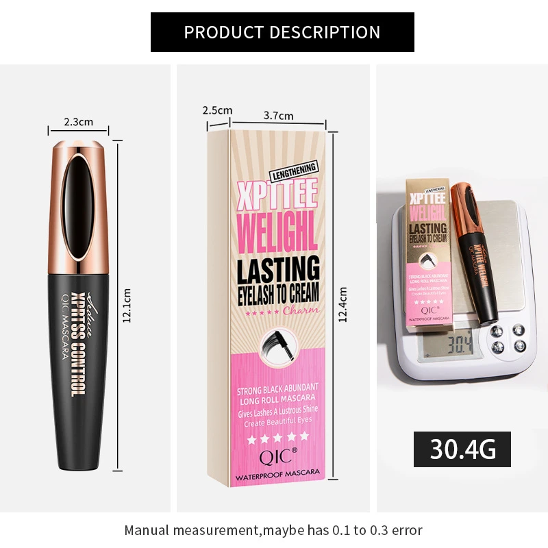 InjFiber-Mascara pour cils 4D 2 en 1, maquillage imperméable, allongement, UNIS issement, cosmétique