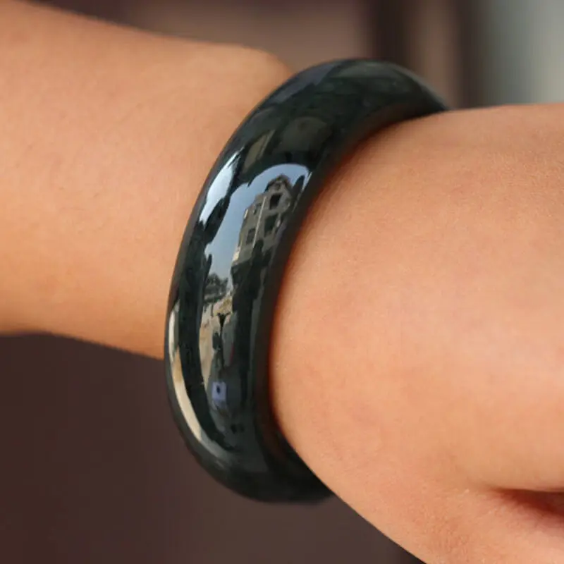 

Xinjiang , , genuine , pure , jade bracelet, black jadeite, dark green