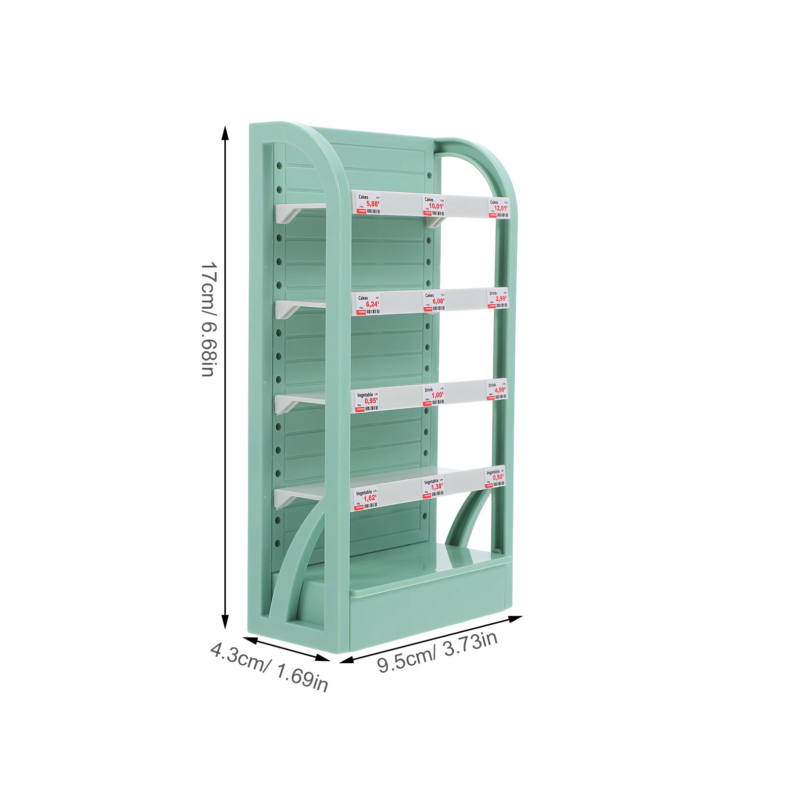 رف عرض صغير متعدد الطبقات للسوبر ماركت لمطبخ بيت الدمى، خزانة تخزين وإعداد اللعب التظاهري