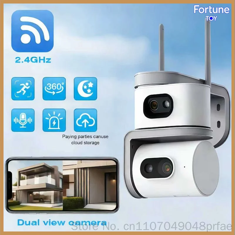 CB011 6MP WiFi Outdoor Security Camera 2 Lens 2 Screens Auto Tracking IP66 Waterproof Full Color Night Vision