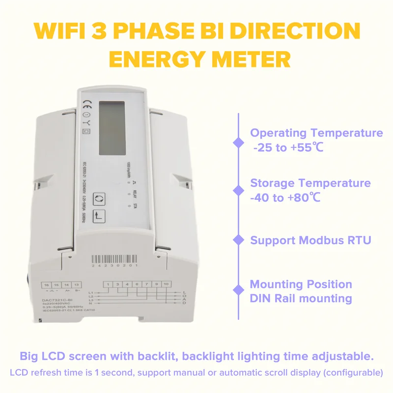Medidor de energia trifásico a72z, kwh, monitor de energia, wattímetro, aplicativo tuya, interruptor remoto liga/desliga, 3x110/190v, 230/400vac