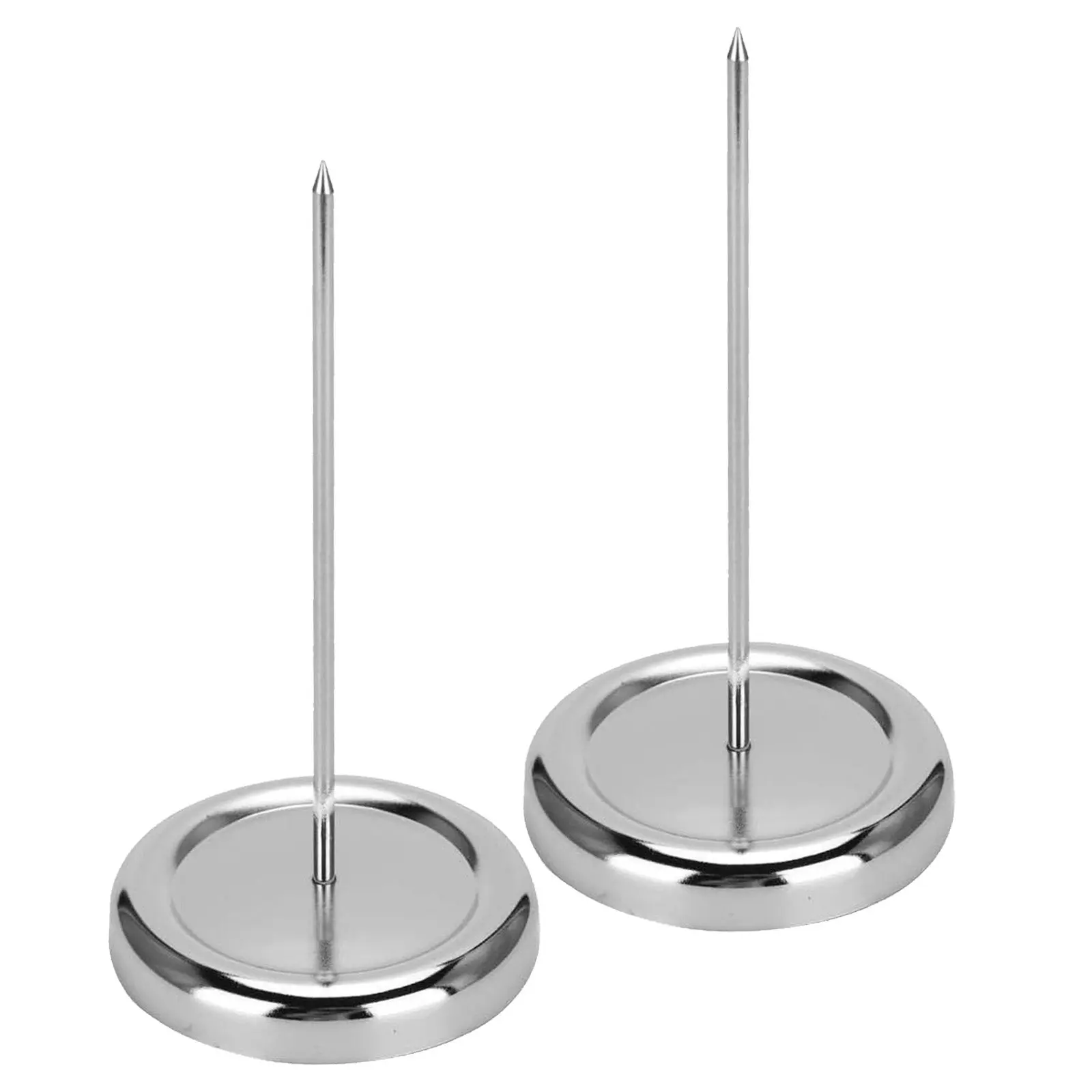 2Pcs Restaurant Order Ticket Holder Stainless Steel Receipt Spike Sharp Tip Stable Round Base Kitchen Office Memo Paper