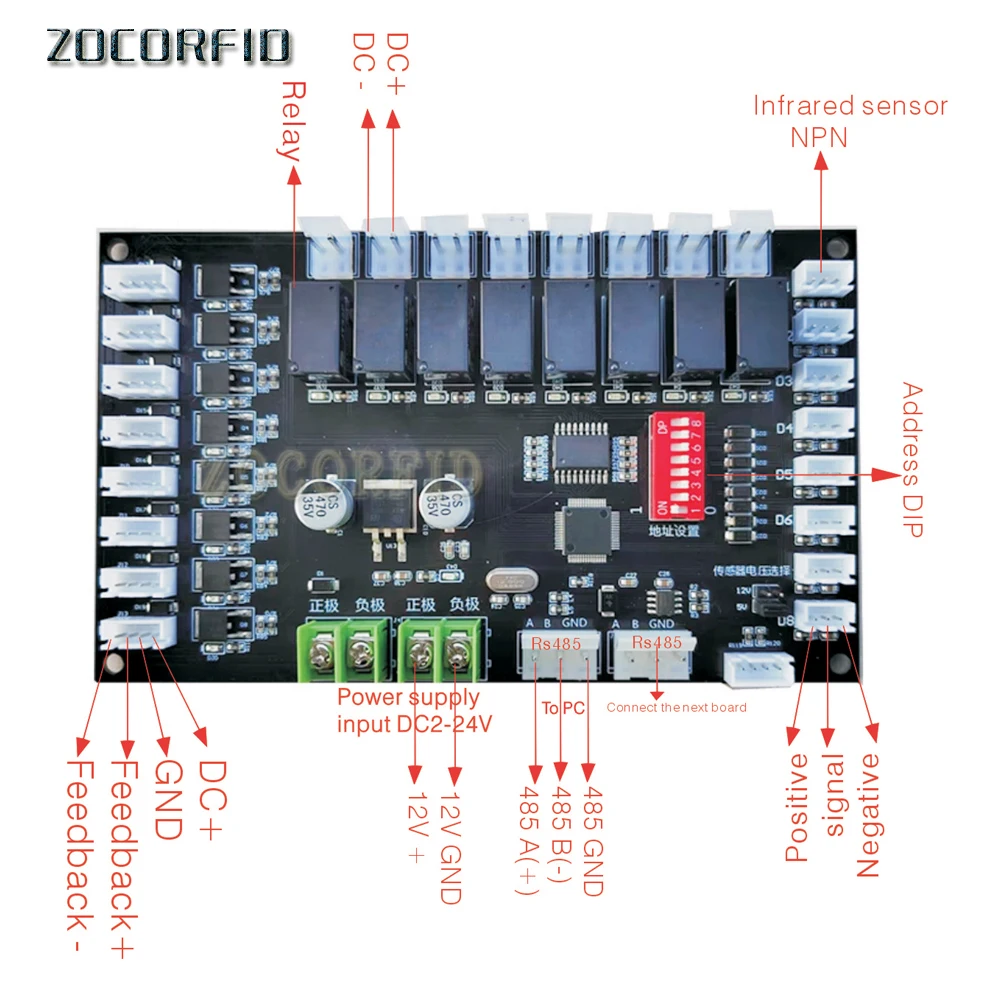 RS485 8CH Electronic Parcel Delivery Locker System/ Sensing switch item detection control panel with relay