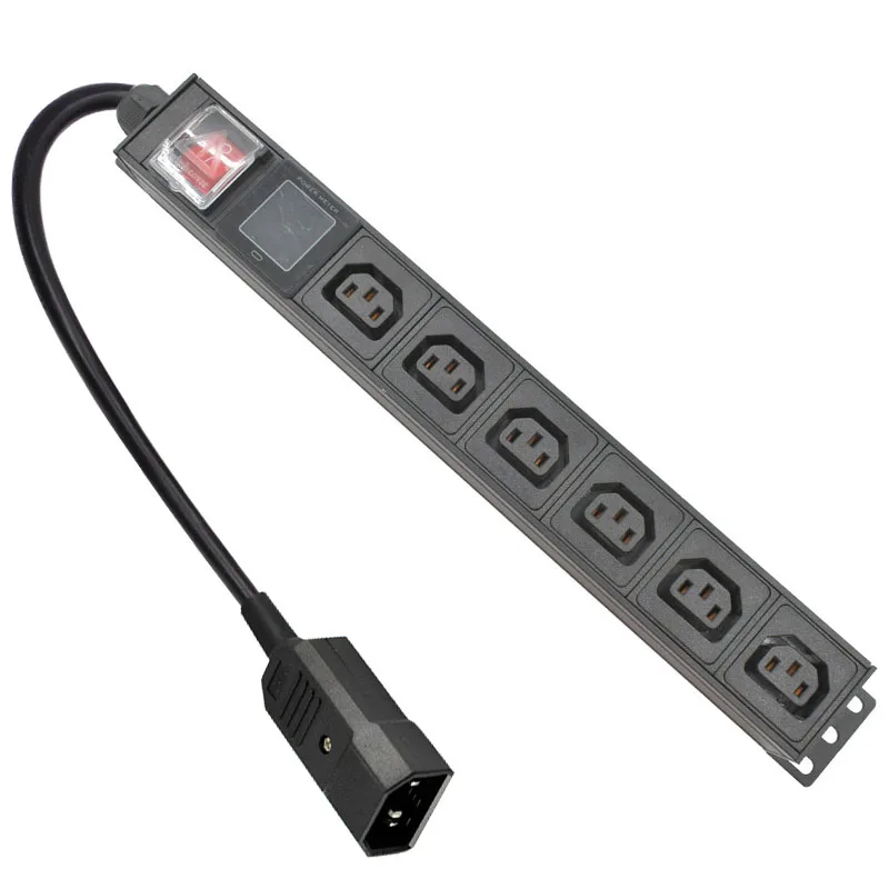 

PDU Power Strip Distribution Digital display ammeter C13 6 Way output socket Network Cabinet 2m Extension Cord c14 eu us plug