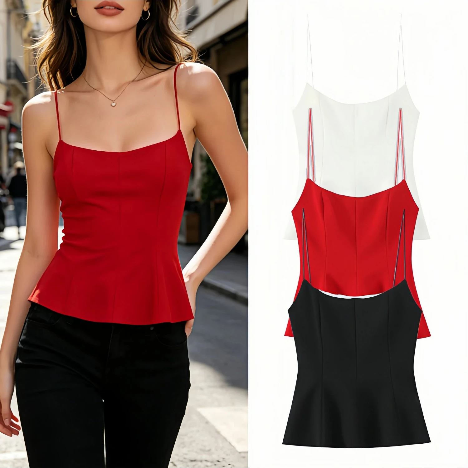 2026 Camisole Top for Women Y2K Coquette Flared Hem Open Back Solid Going Out Cami Tank Top Summer Streetwear Sexy Top