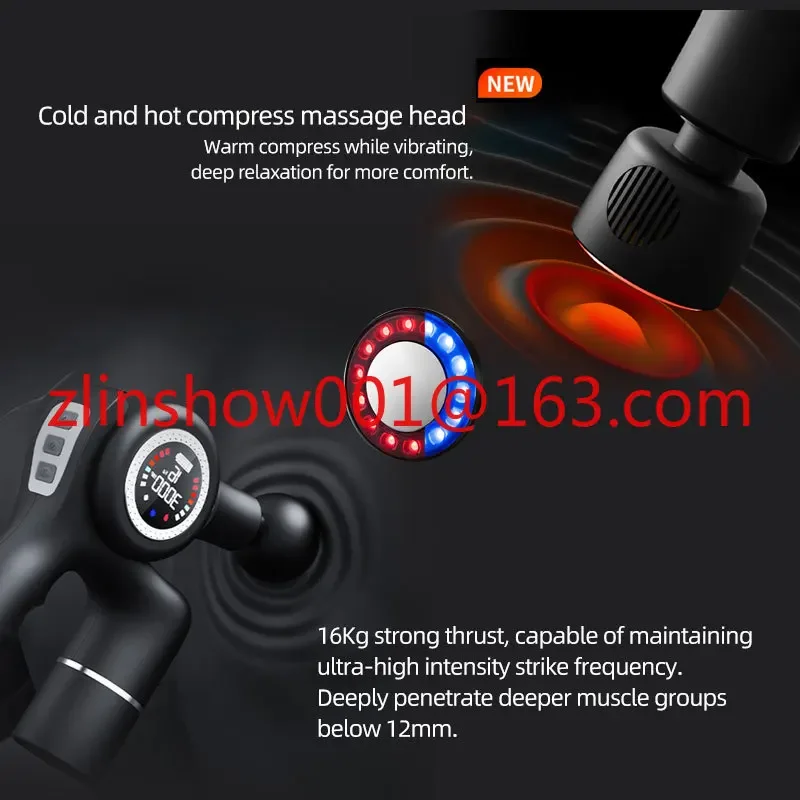 Vibration heat head deep tissue percussion muscle body therapy hot cold massage gun manufacturer