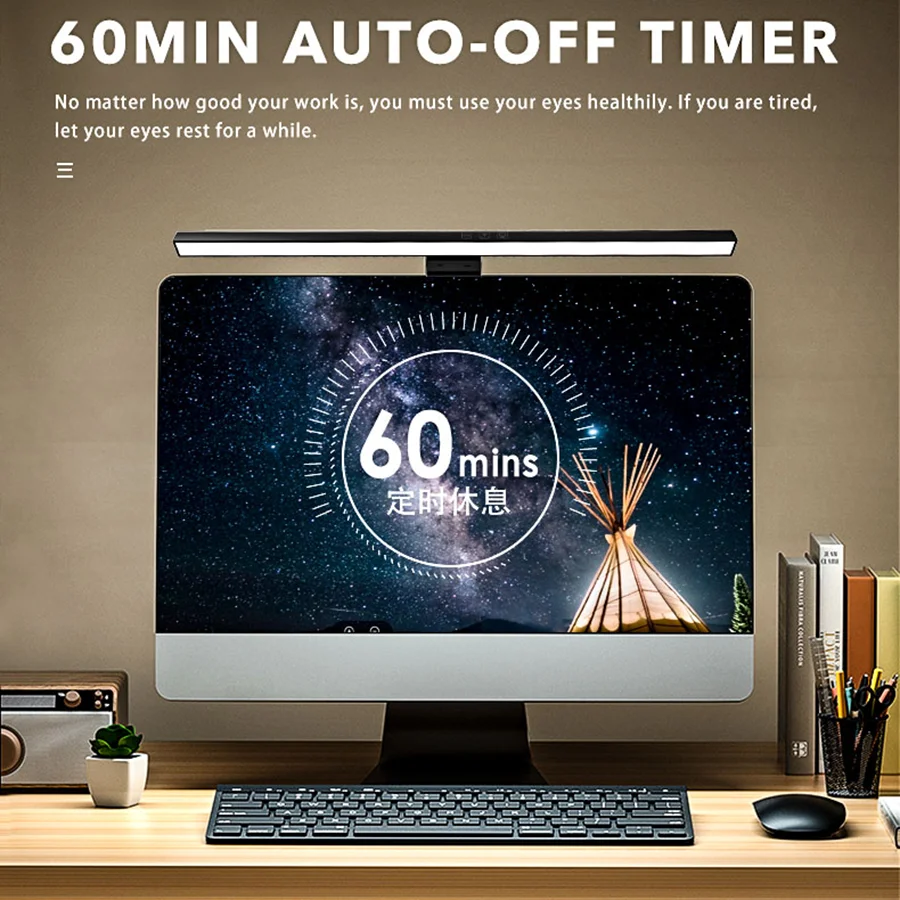 LED رصد ضوء بار عكس الضوء ضوء الليل 3 ألوان لمبة مكتب التعلم مكتب القراءة حماية العين شاشة نجف يُعلق بالسقف #2