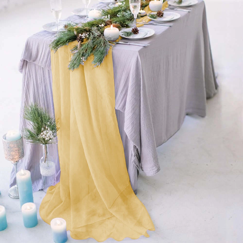 Organza Table Runner Wedding Party Backdrop Decoration DIY Sheer Scarf  Wedding Tulle Chiffon Table Cover Event Party Decor