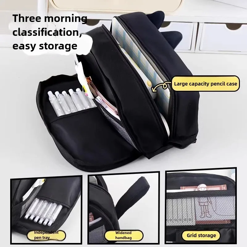 Hot  Cat Pencil Case Estuche Escolar Pencils Cases Large Capacity School Supplies Plush Ears Cute Stationery Pencil Case Girls